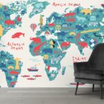 A map of the world with animals