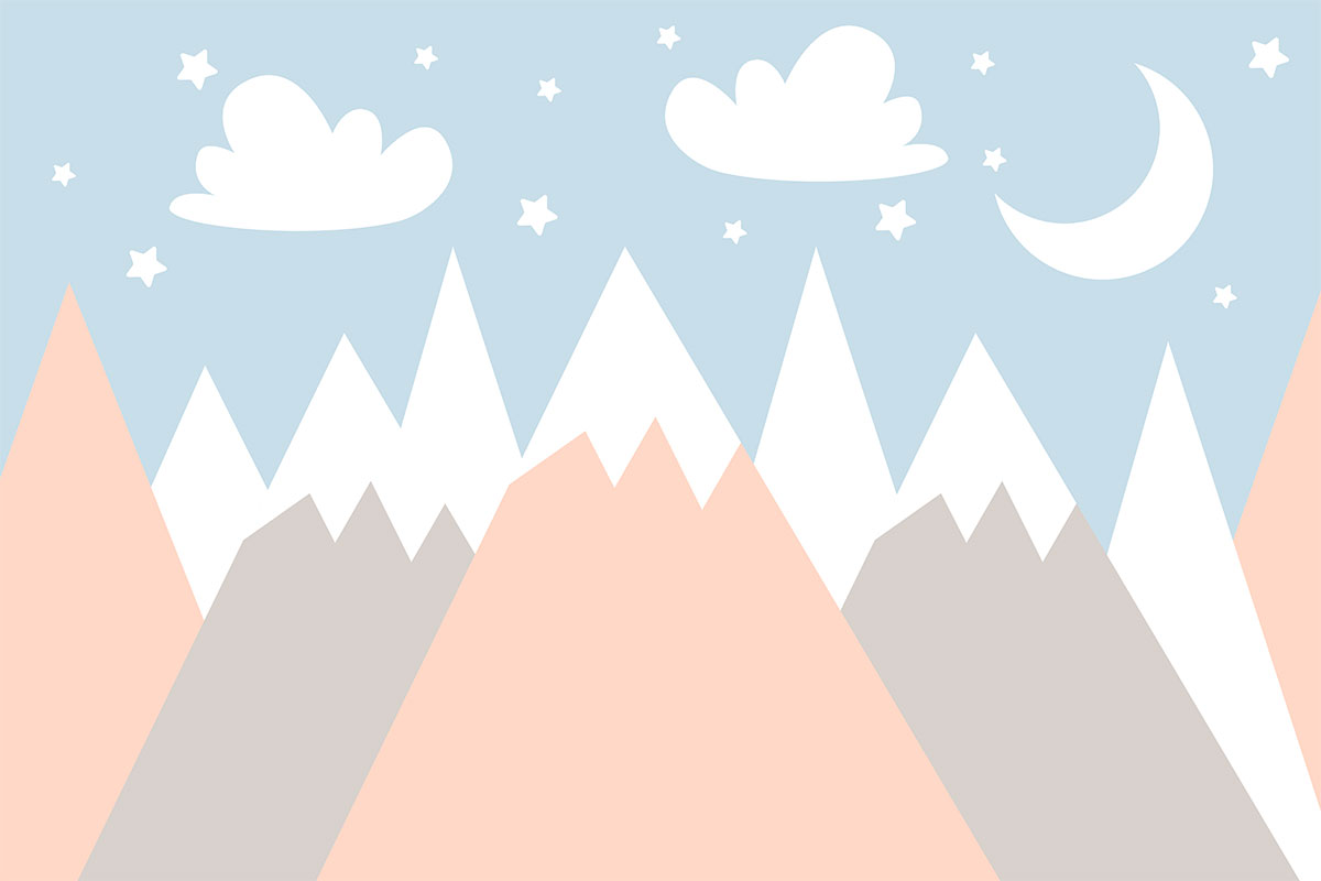 A mountain range with stars and clouds