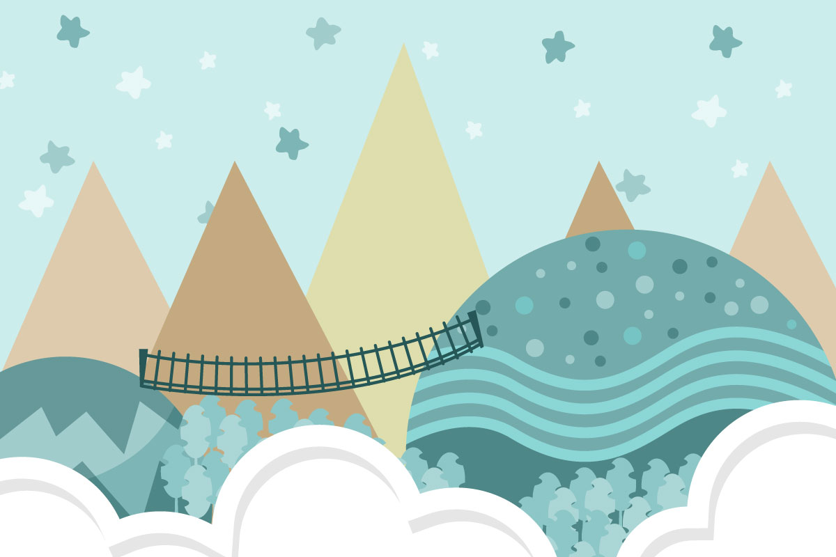 A bridge over mountains and clouds