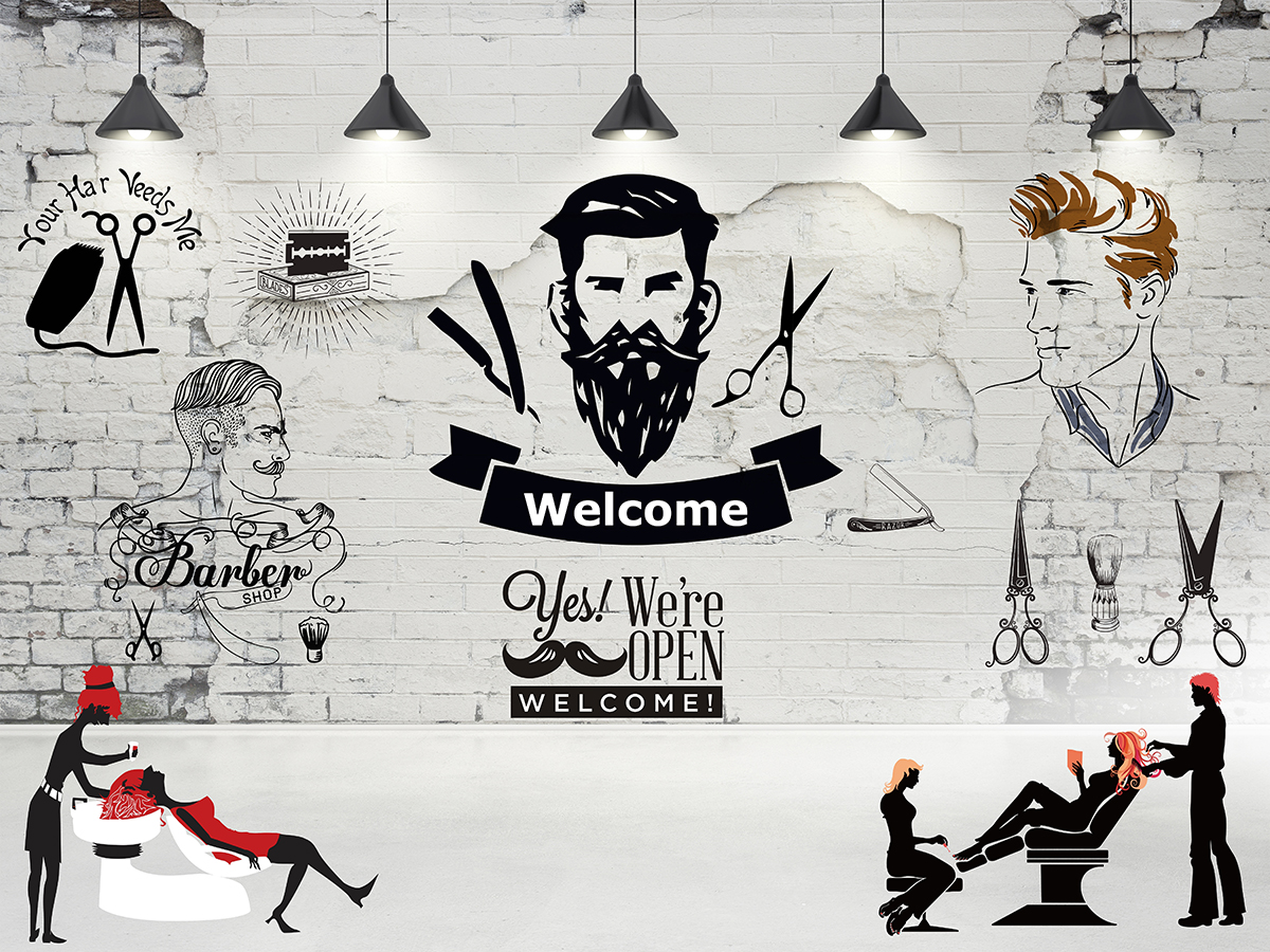 Barber Shop Mural Wallpaper