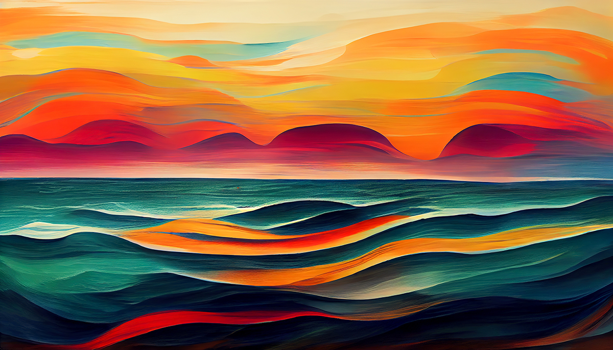 A colorful waves in the ocean