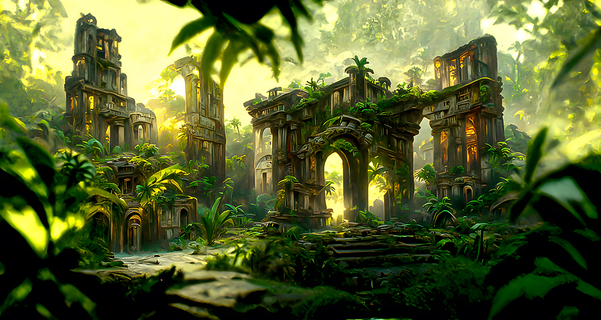 A ruins of a jungle