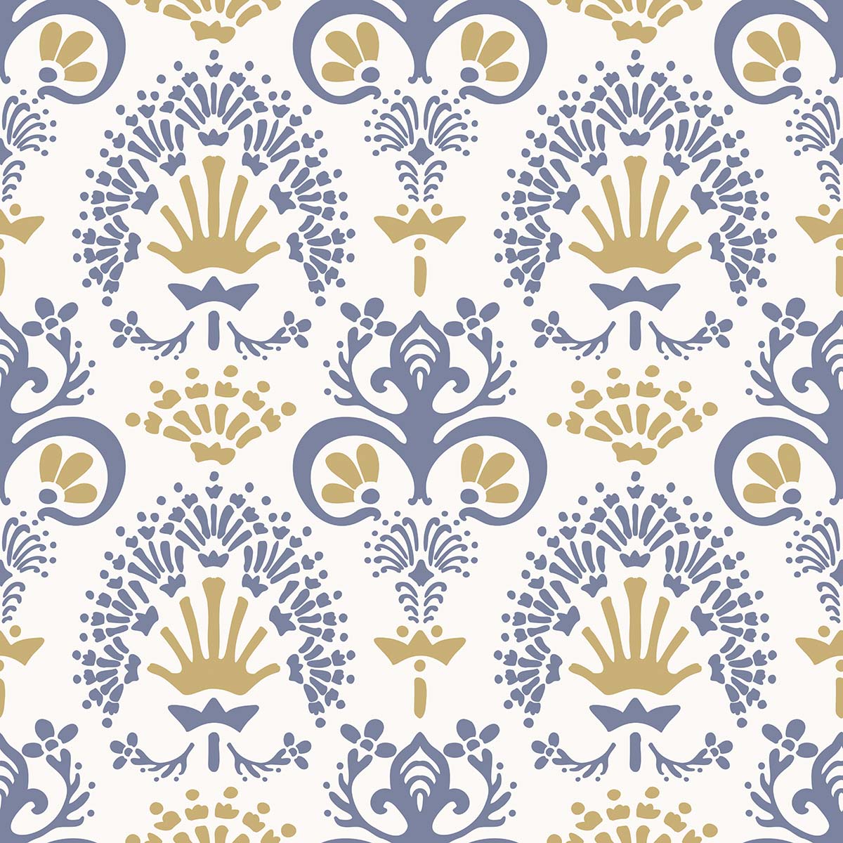 A pattern of blue and yellow flowers