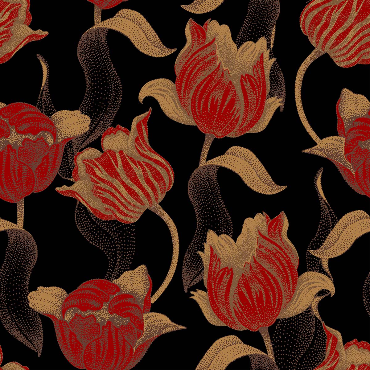 A pattern of red flowers