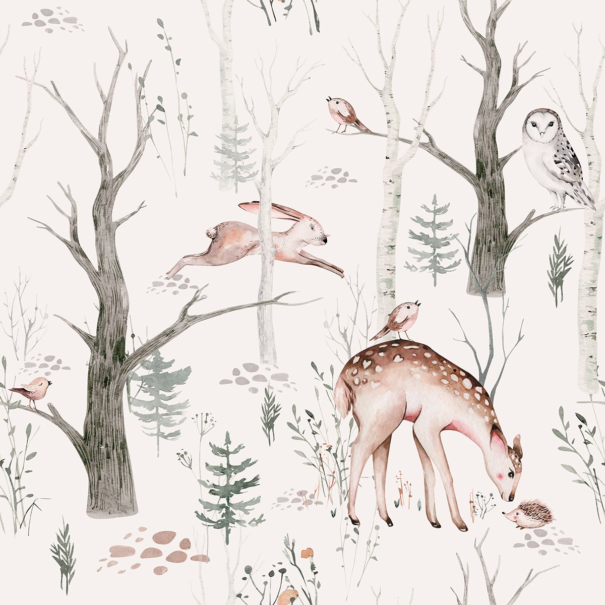 A pattern of animals in the woods