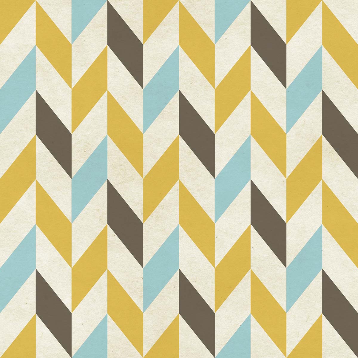 A pattern of blue yellow and brown chevrons