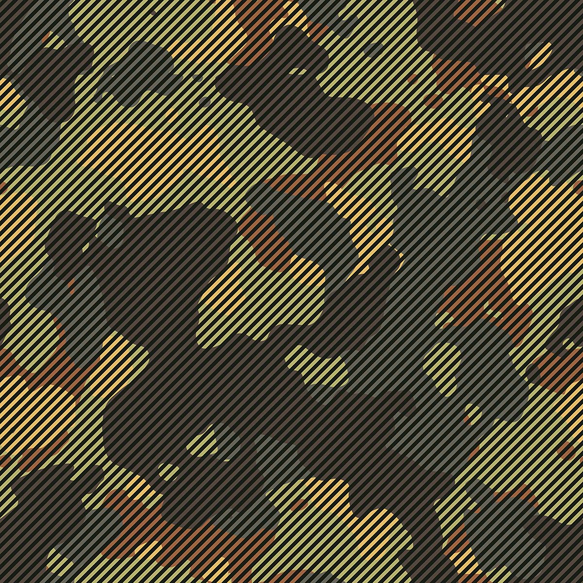 A camouflage pattern with black and yellow stripes