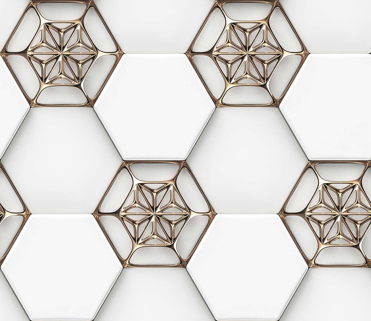 A white and gold hexagons