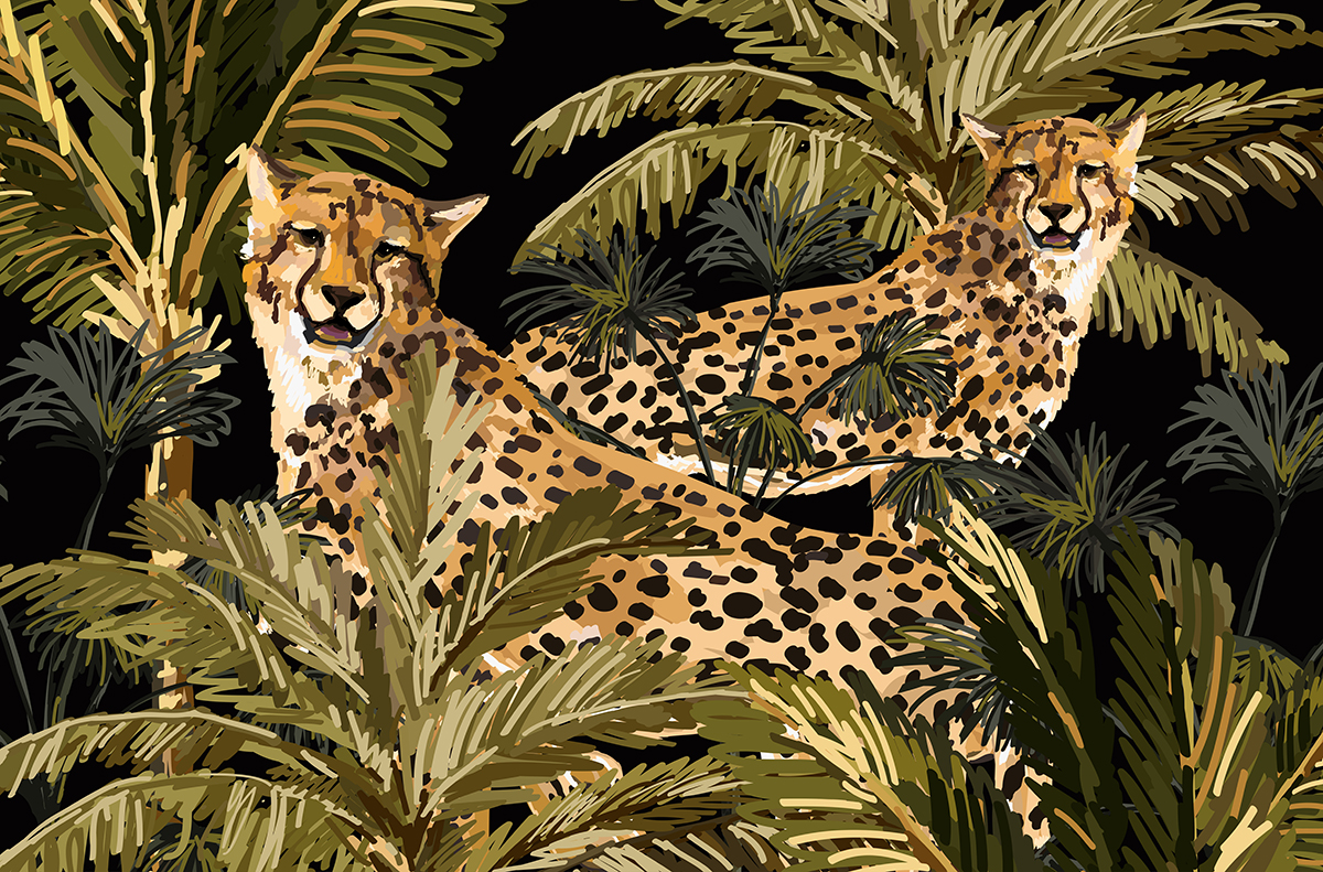 Two cheetahs in the jungle