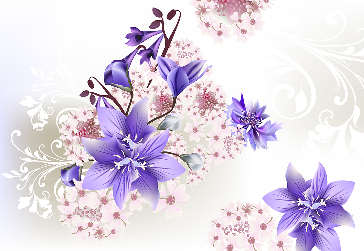 A purple flowers on a white background