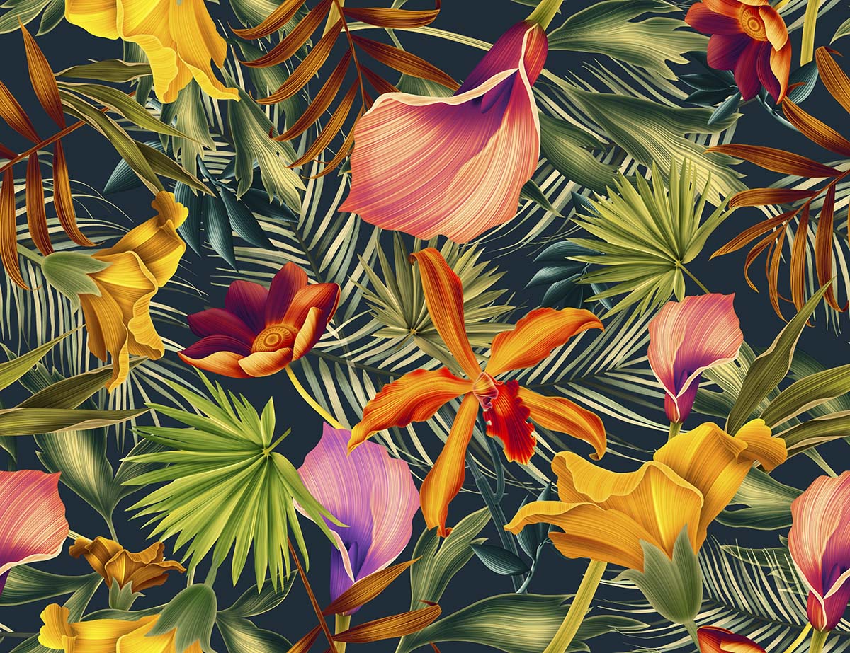 3D Forest Flowers Wallpaper for Home