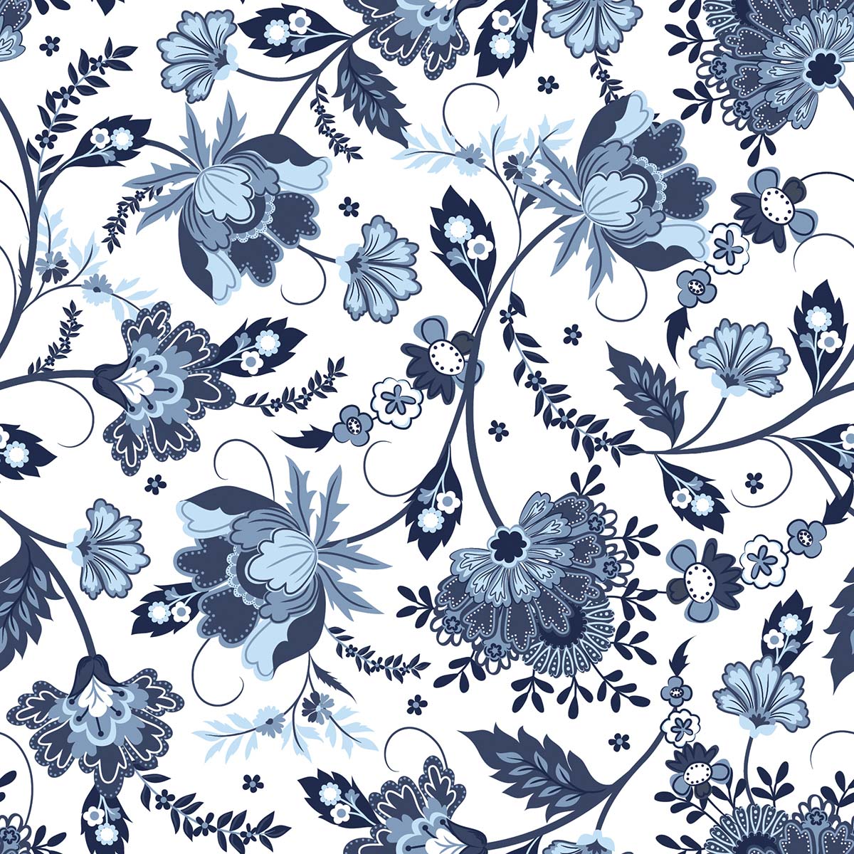 A blue and white floral pattern