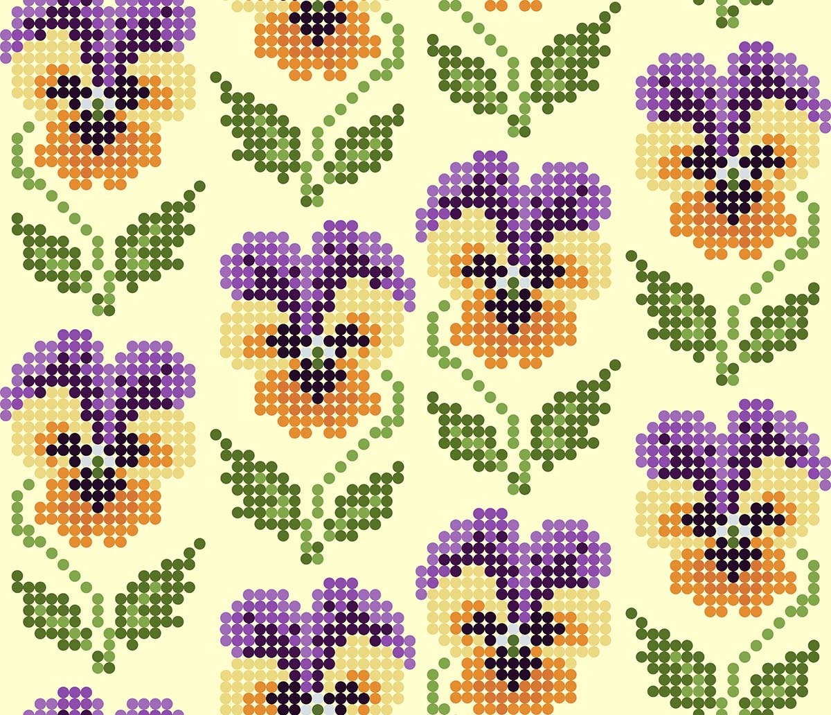 A pattern of flowers and leaves