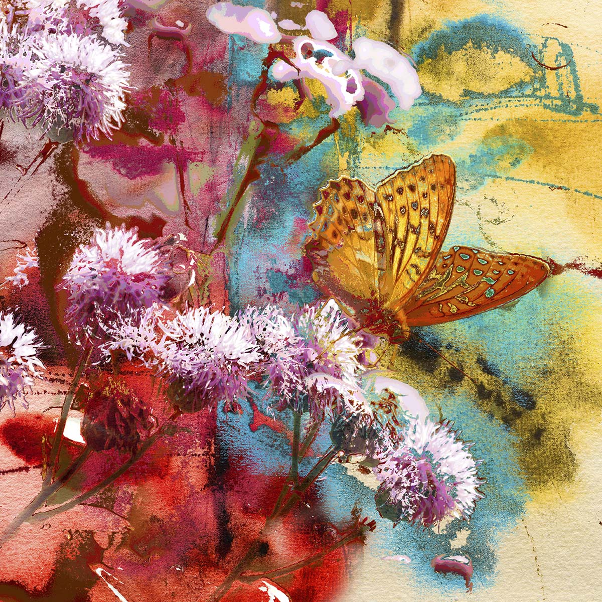 Butterfly Sitting on a Flower 3d Wallpaper for Wall