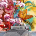 Butterfly Sitting on a Flower 3d Wallpaper for Wall