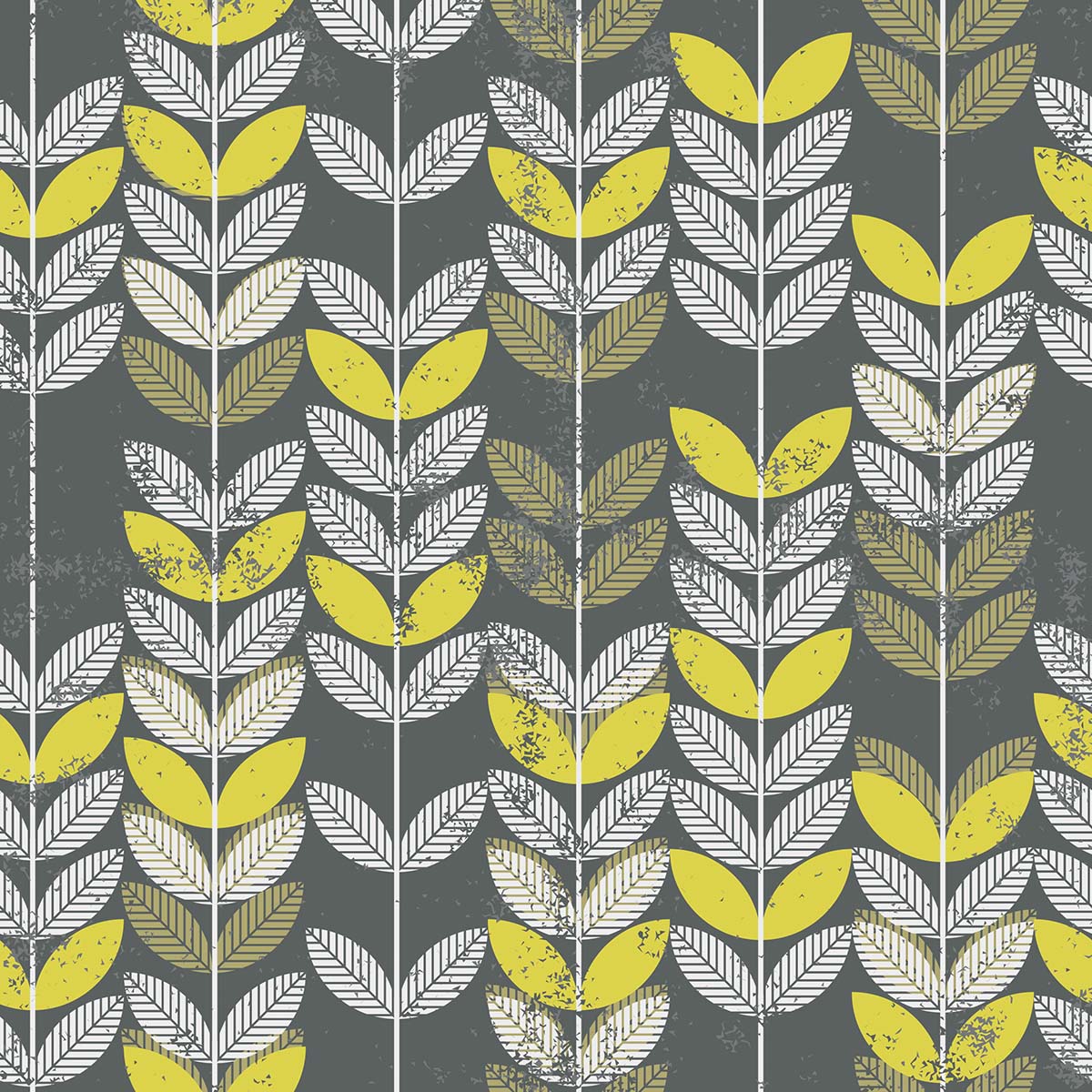 A pattern of leaves on a gray background