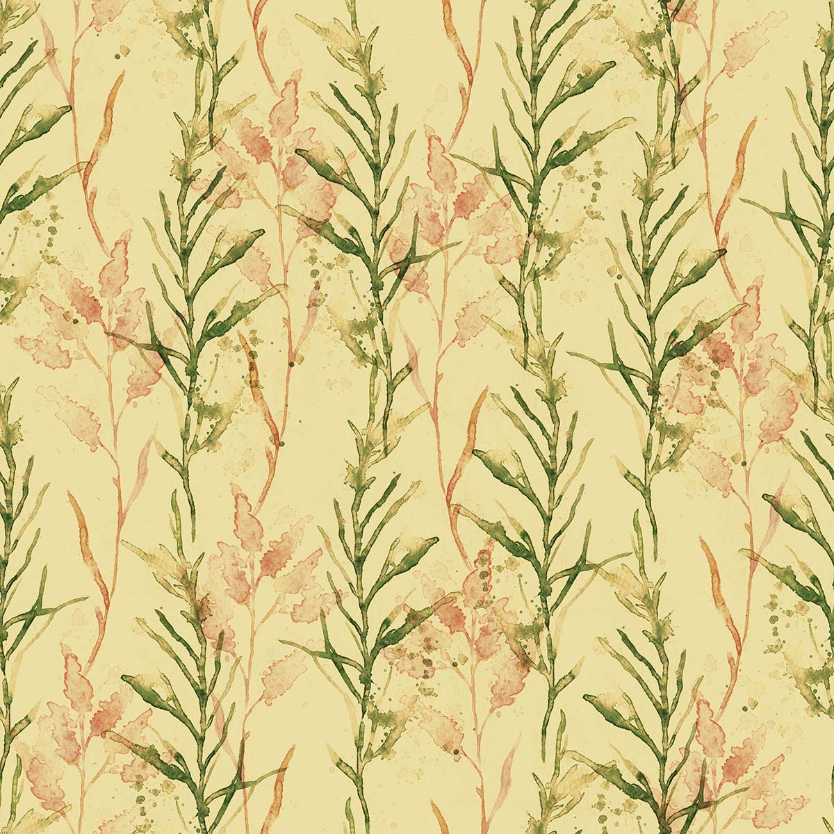 A pattern of flowers and leaves