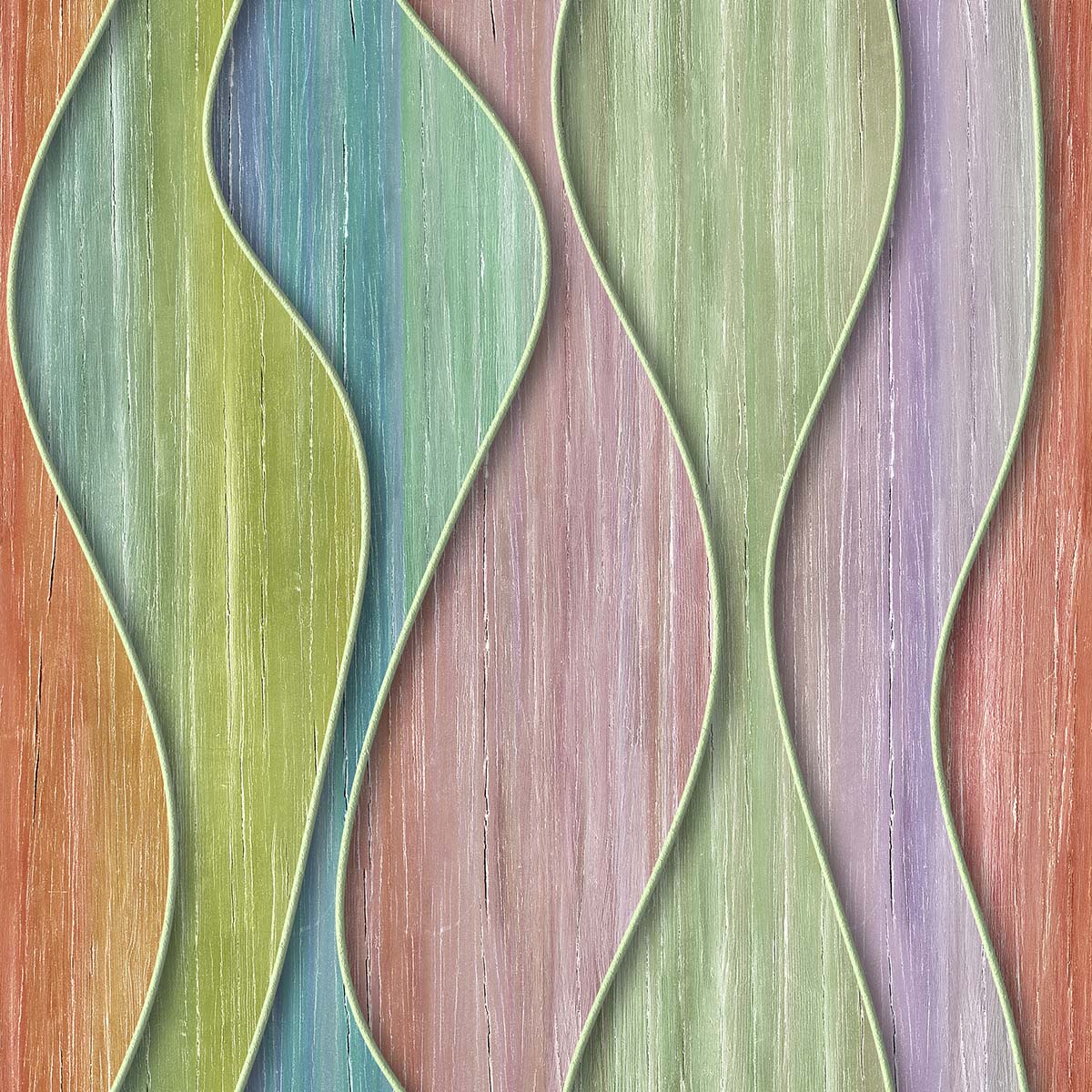 A colorful wavy pattern on a surface