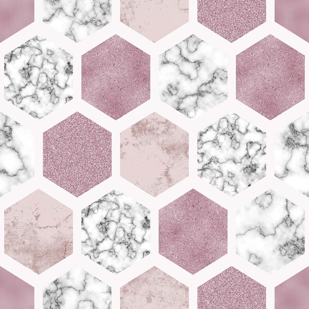 A pattern of pink and white hexagons