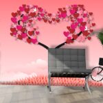 A tree with hearts and a bicycle in the shape of a heart