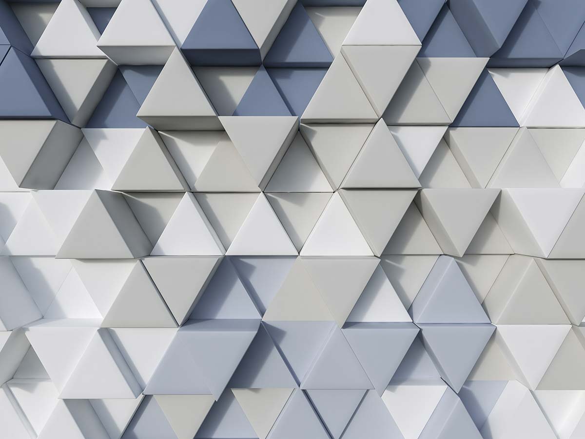 A wall of white and blue triangles