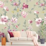 A pattern of flowers on a beige background