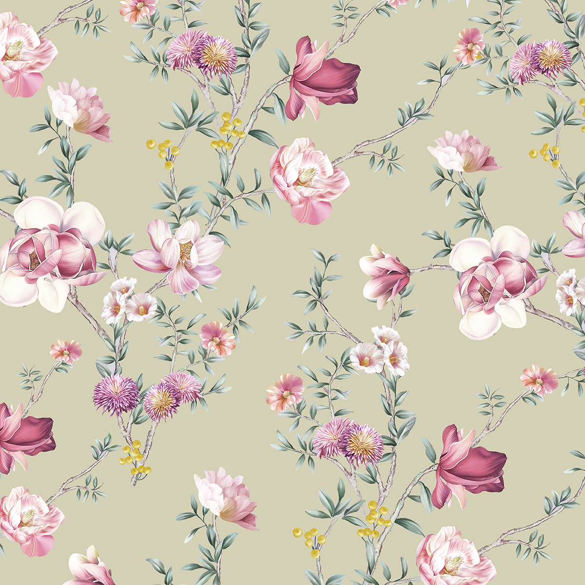 A pattern of flowers on a beige background