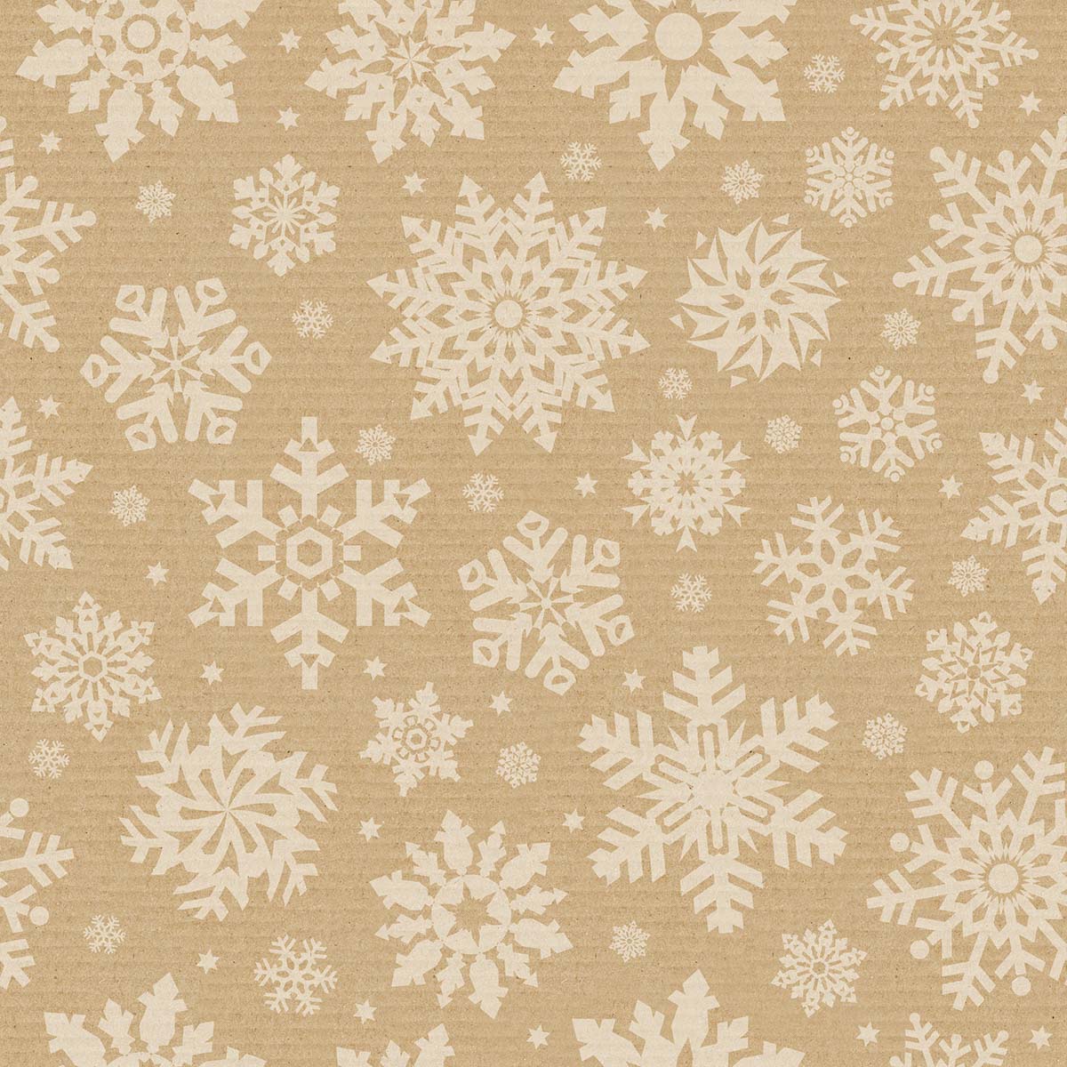 A brown cardboard with white snowflakes