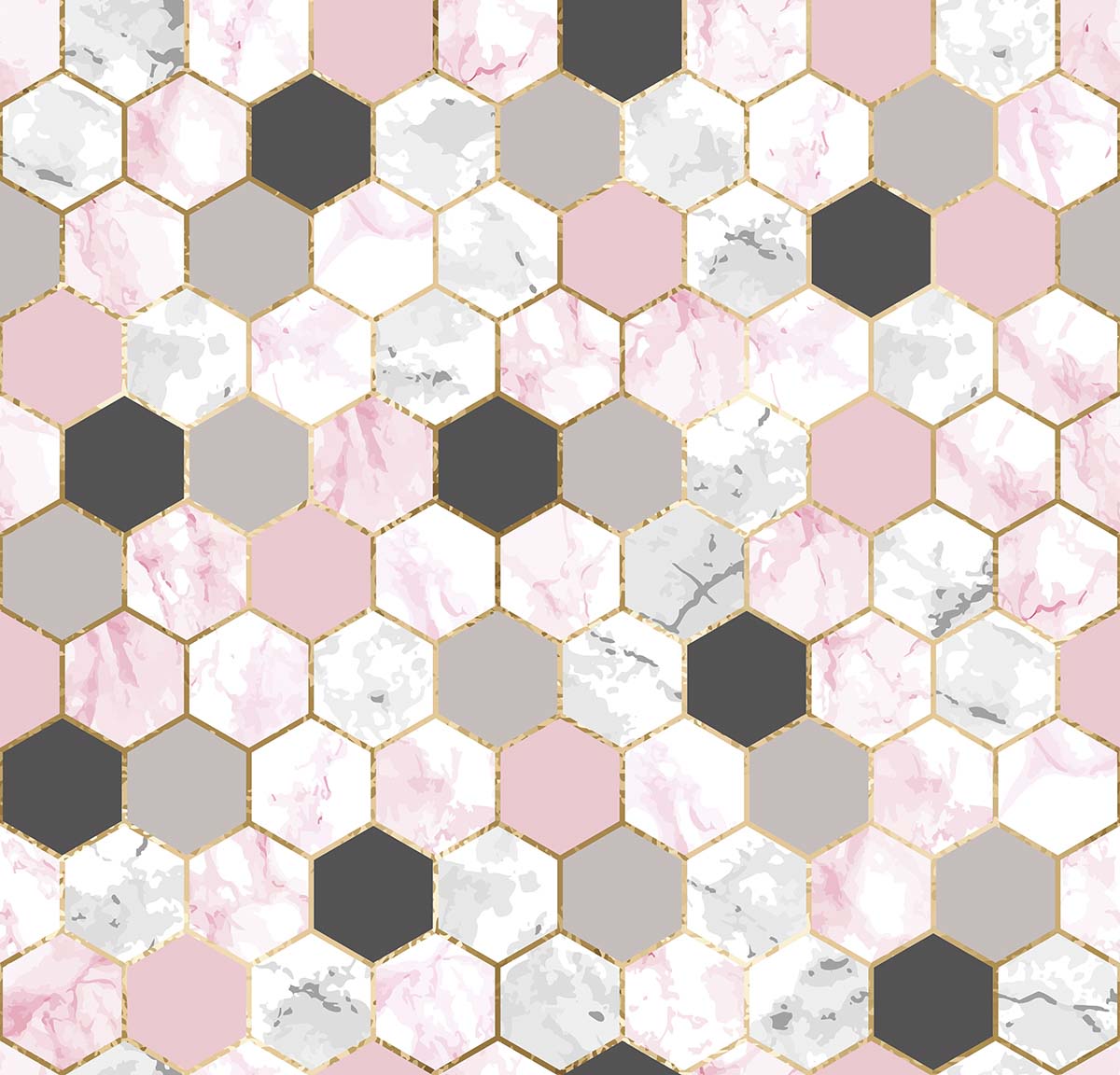 A pattern of hexagons and marble