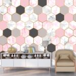 A pattern of hexagons and marble