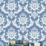 Blue and White Floral Pattern Wallpaper