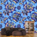 Blue Floral Pattern Wallpaper for Home