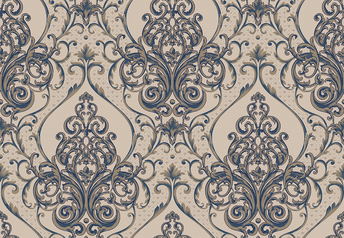 A wallpaper with blue and white designs