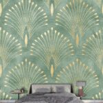 Teal Art Deco Wallpaper for Wall