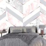 A marble and pink chevron pattern