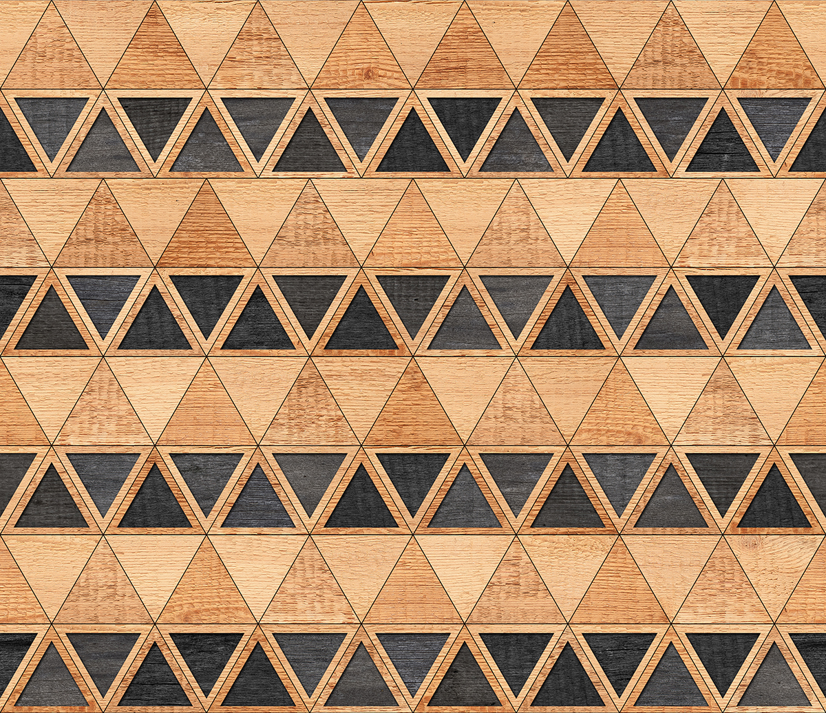 A pattern of triangles on a wood surface