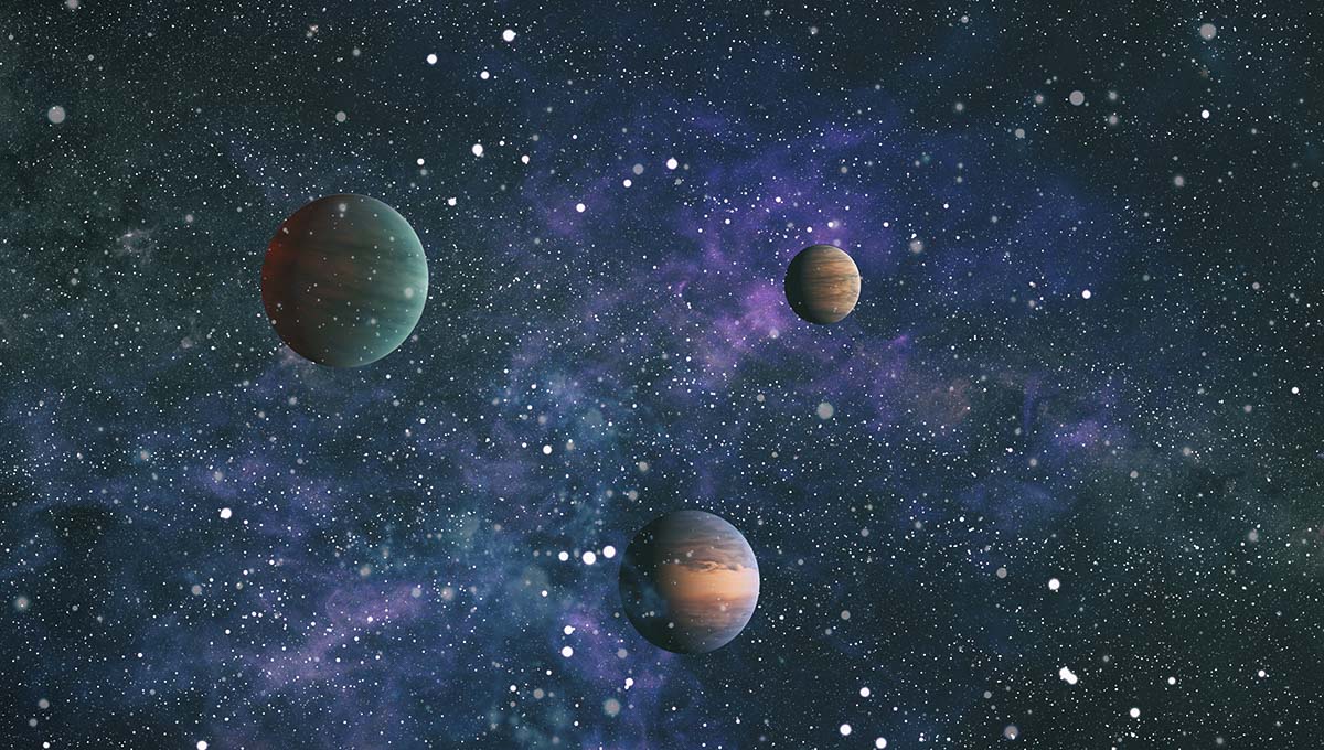 Planets in space with stars and planets