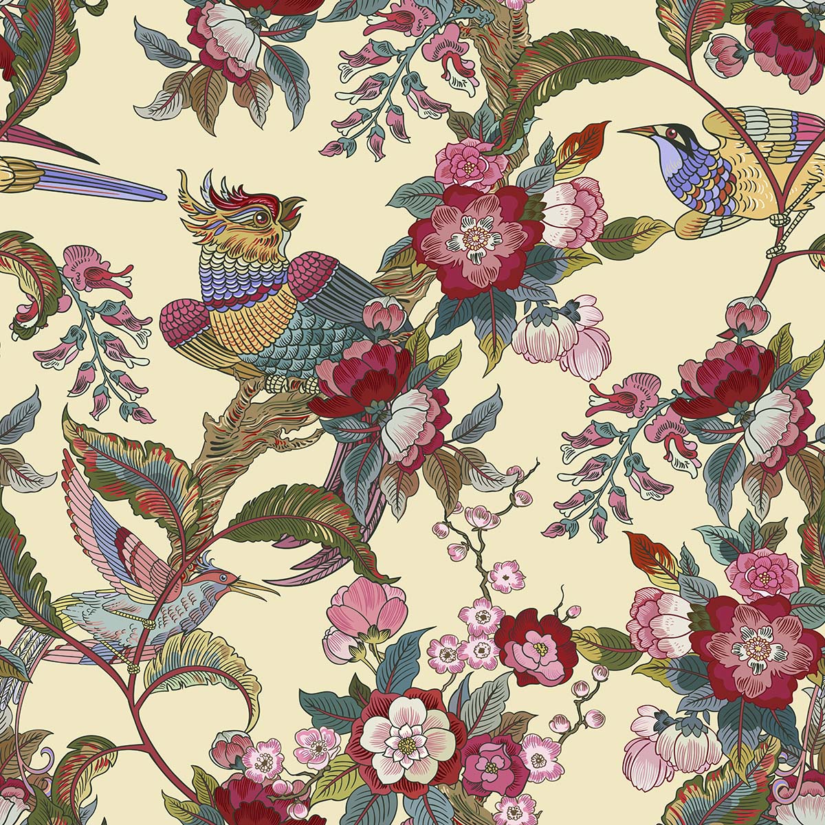 Chinoiserie Art Wallpaper for Wall