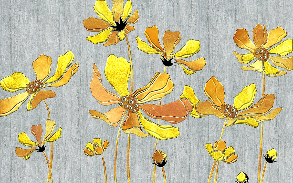 A yellow flowers on a gray background