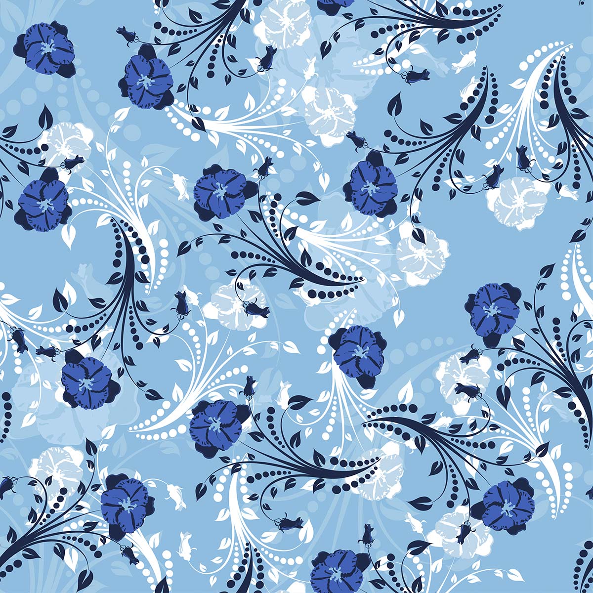 A blue and white floral pattern