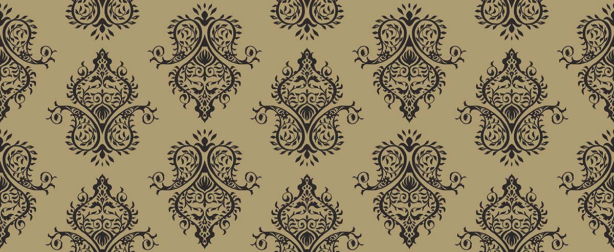 A pattern of black and tan designs