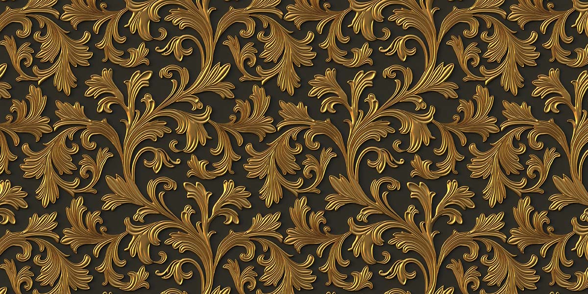 Golden Floral Pattern Wallpaper for Wall