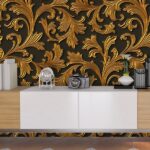 Golden Floral Pattern Wallpaper for Wall