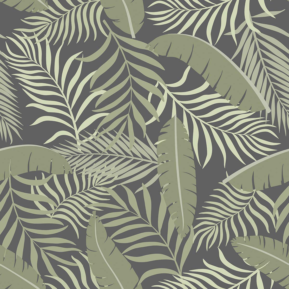 A pattern of leaves on a gray background