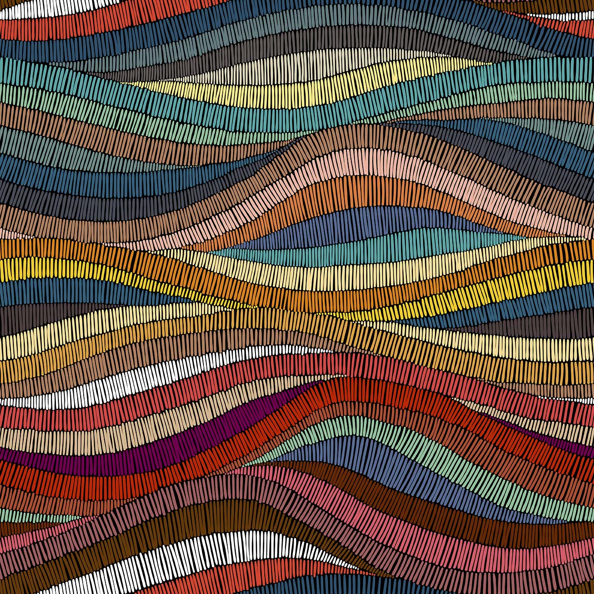A colorful pattern of wavy lines