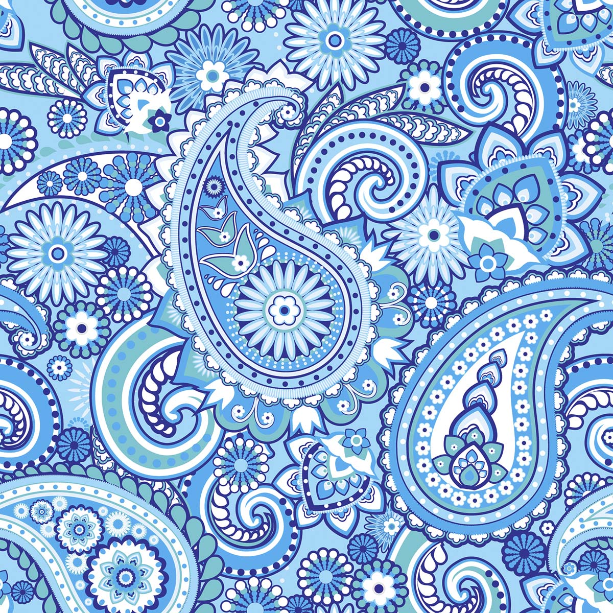 A blue and white paisley pattern