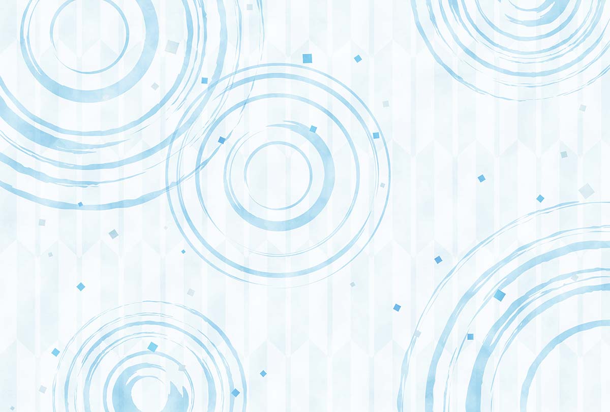 A blue circles and dots on a white background