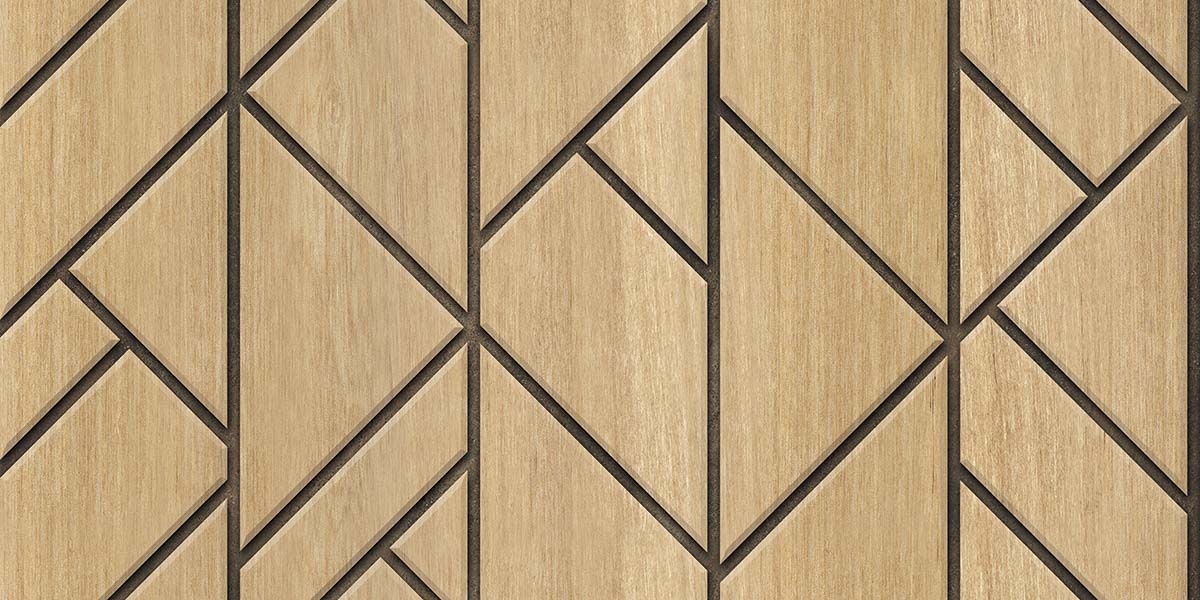 A wood paneling with triangles
