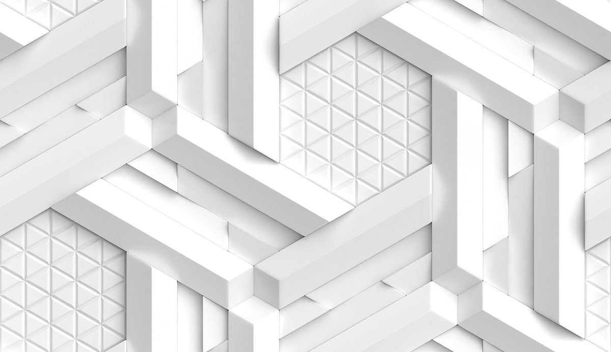 A white wall with many white cubes