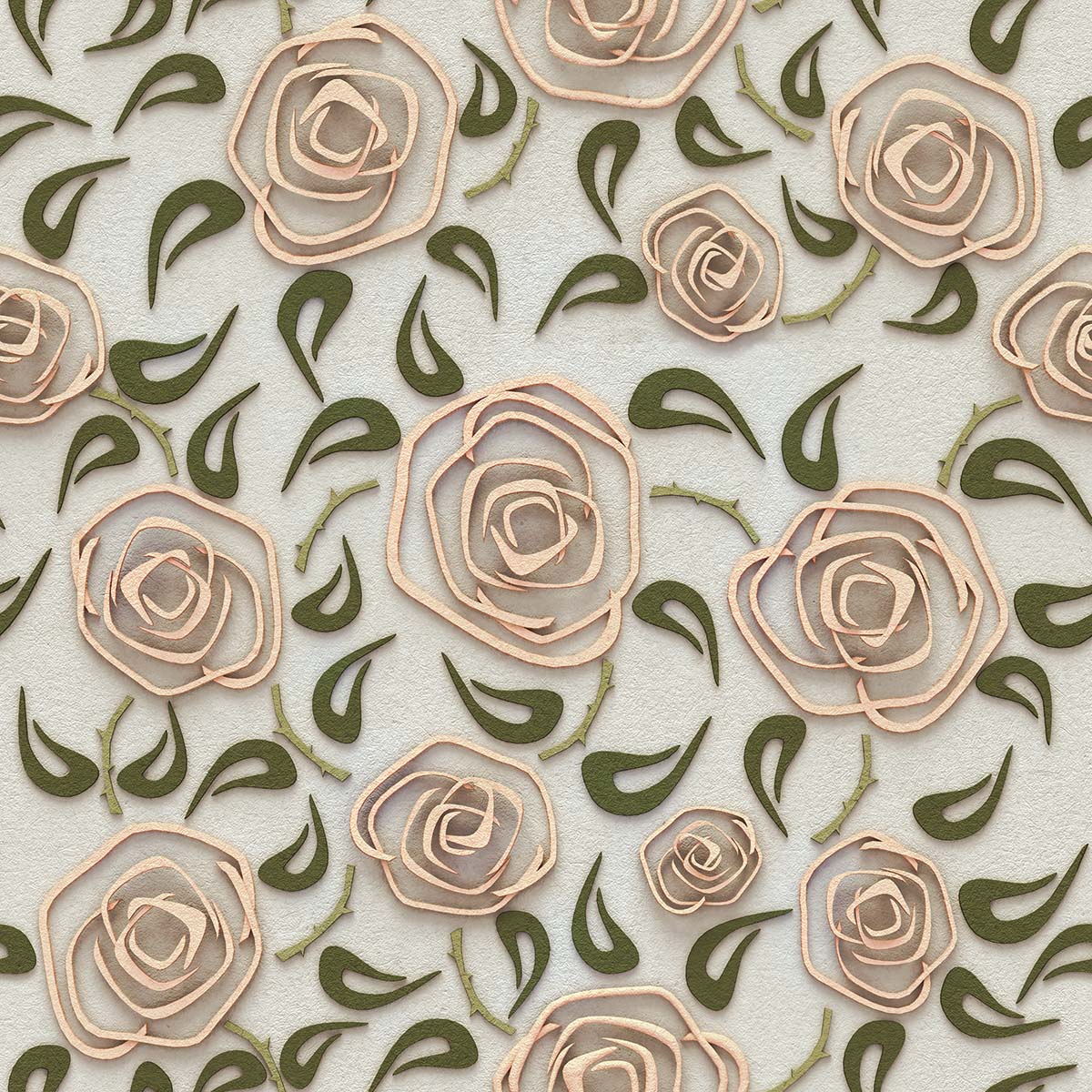 A pattern of flowers and leaves